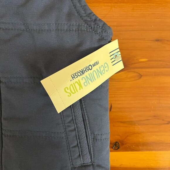 Genuine Kids Oshkosh Navy Puffer Vest Faux Fur Hood - Size 18 Months - Picture 4 of 11